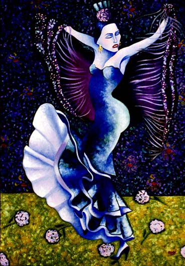 Flamenca bleue